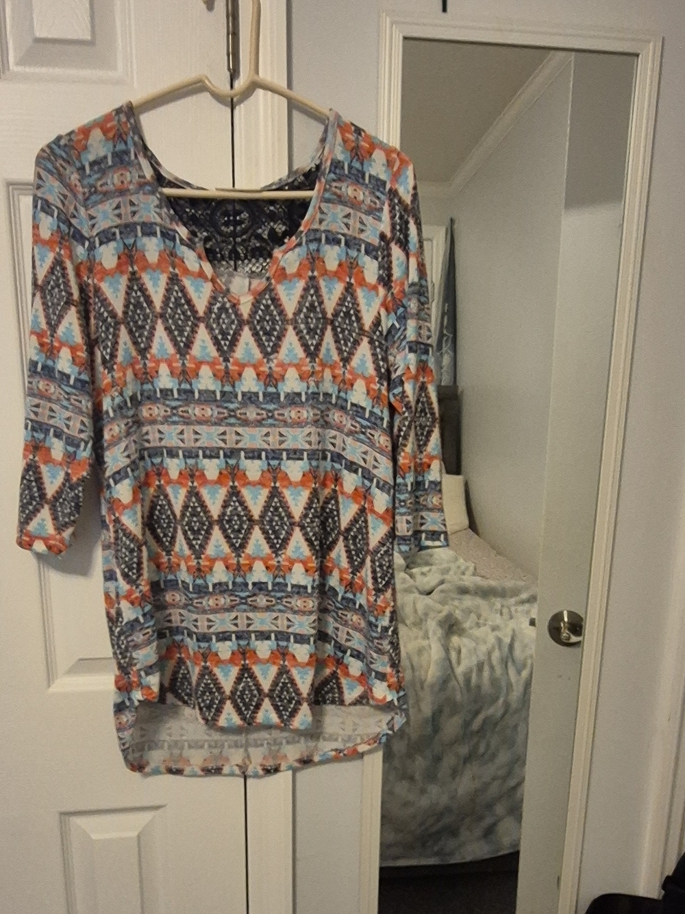 Bobbie Brooks Aztec Print Tunic in Blue & Orange